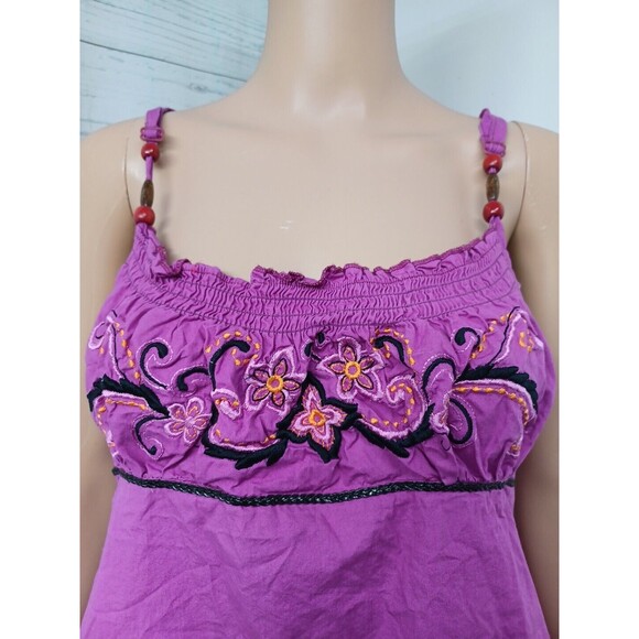 Panhandle Slim Top Girl Floral Embroidered Purple Spaghetti Straps Tank Top L - Picture 2 of 10